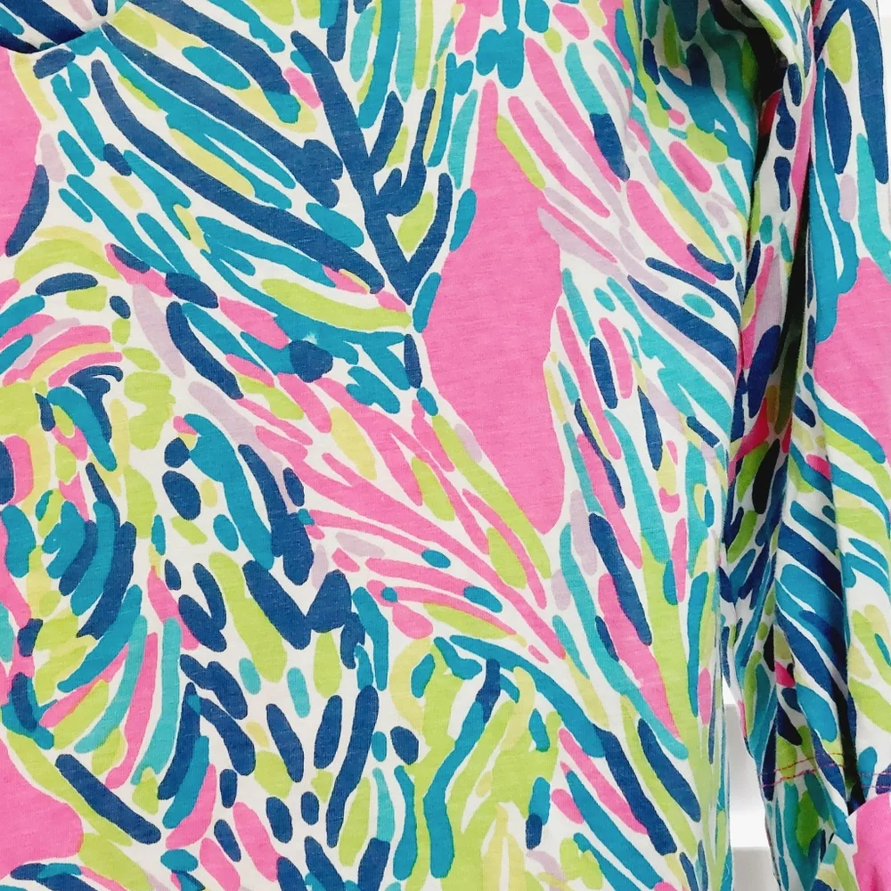 Lilly Pulitzer Rossmore V-Neck Multi Palm Reader T-Shirt Dress Size XS - Picture 5 of 7